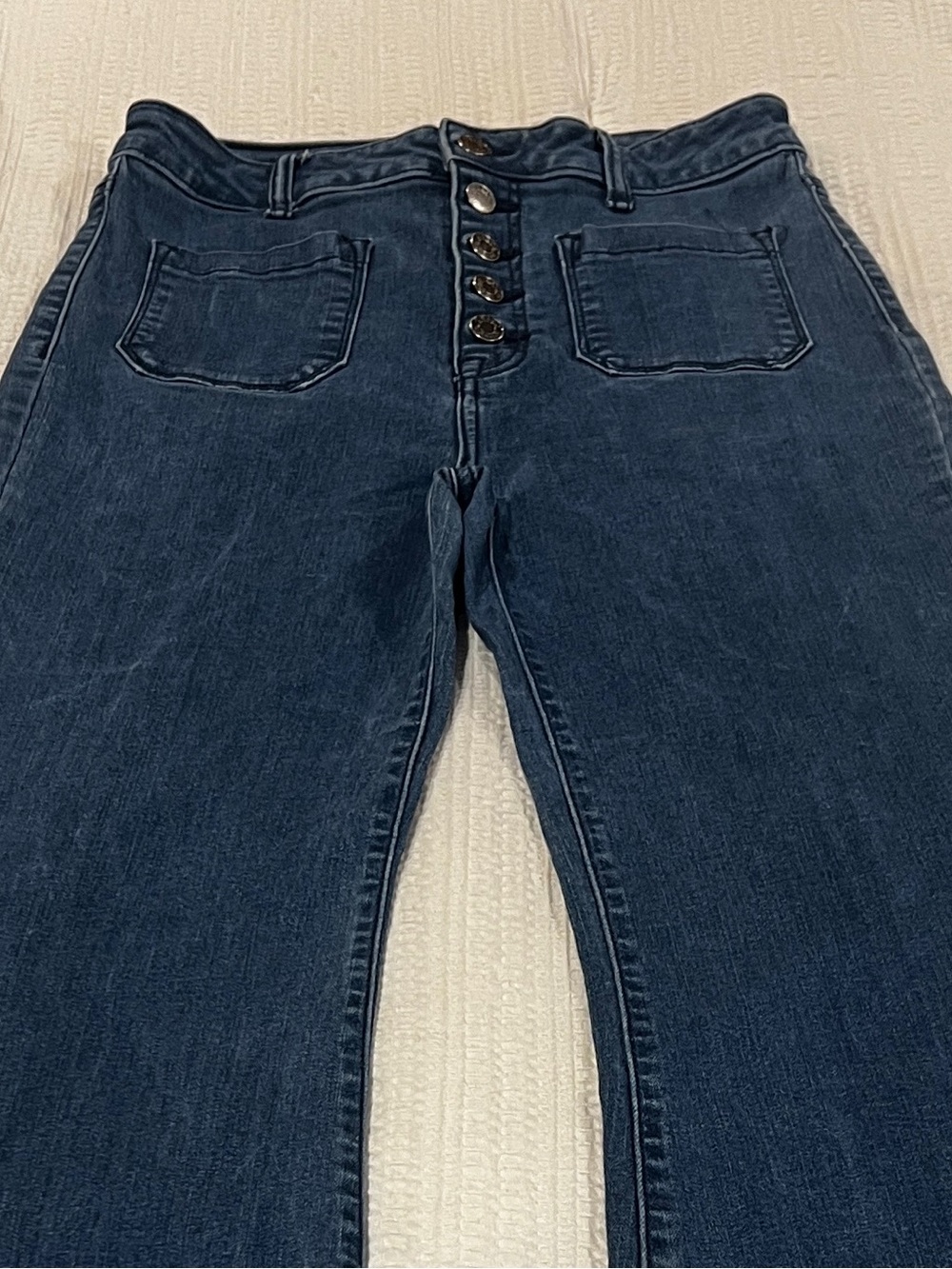 Cello High Rise Bell Bottom Jeans Size 11 Blue Stretch Button Fly